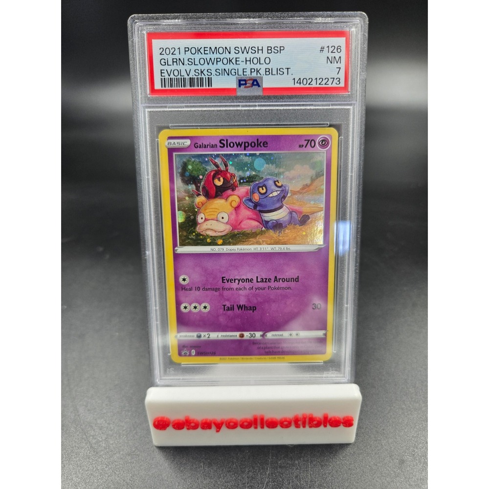 2021 Pokemon SWSH Galarian Slowpoke Holo SWSH126 PSA 7 NM Evolving Skies Promo